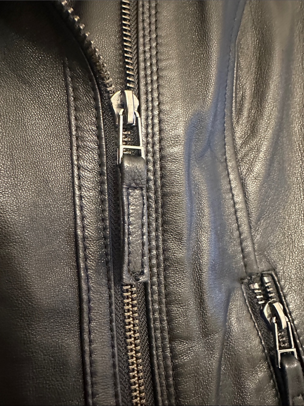Charter Club Black Leather Moto-Style Zip Jacket - Picture 6 of 16